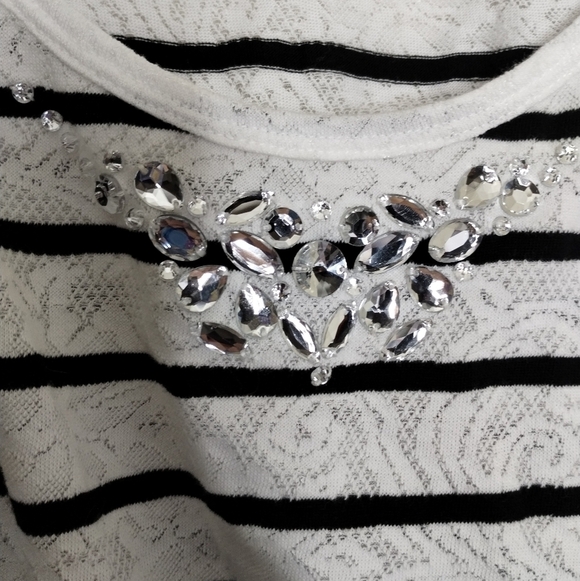 Lane Bryant Black White Stripe Lace Tank Top Plus Size 18 / 20 - Picture 2 of 8